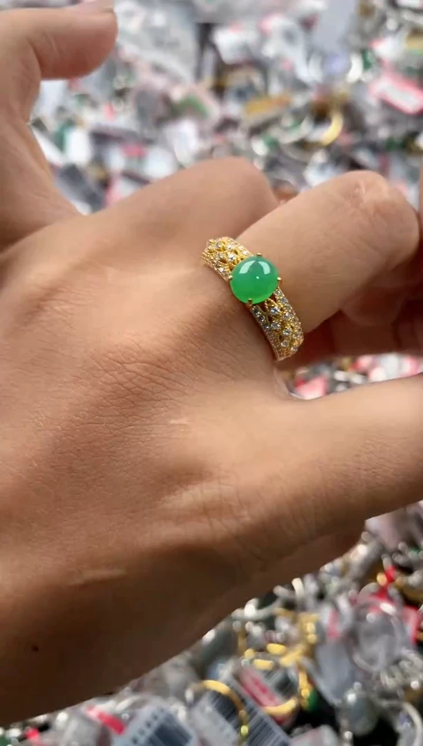 银S925镶嵌戒指翡翠11             5