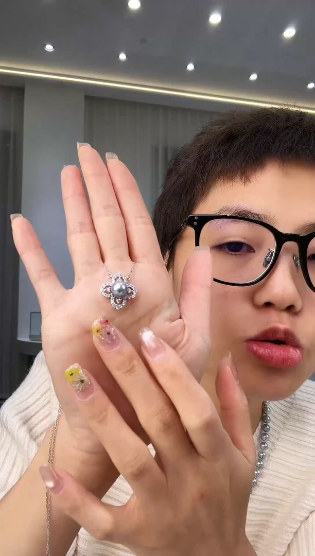 吊坠(赠链)银S925镶嵌海水珍珠银款海水akoya真多麻吊坠