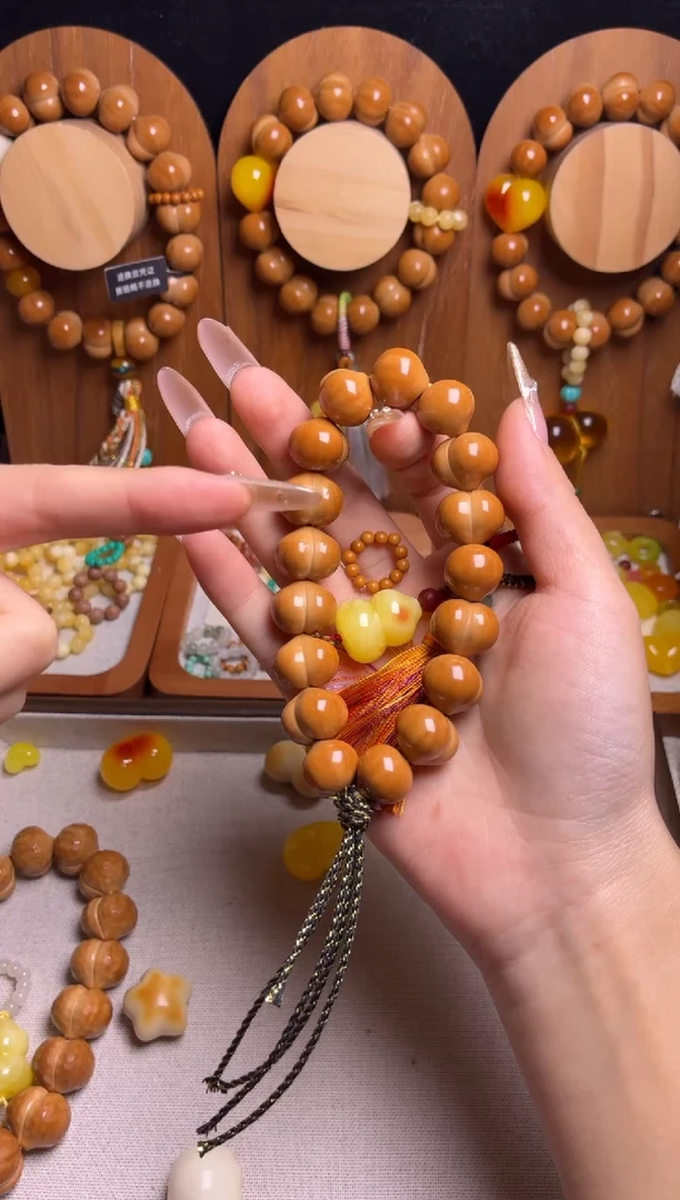 手串猴头核桃承*新品高桃16橄榄核跑环葫芦流苏吊坠全穿