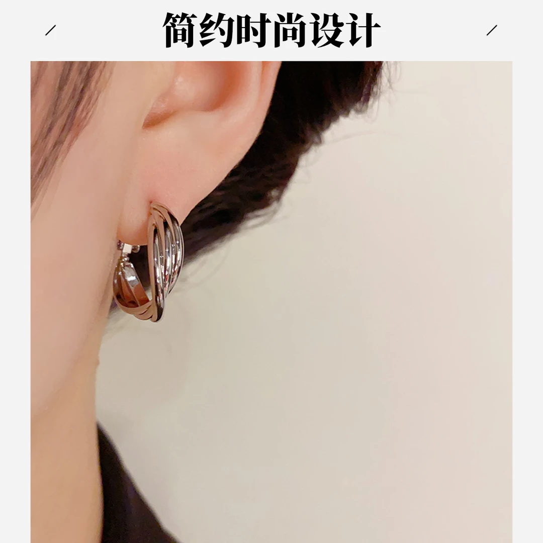 铜合金耳饰 韩版耳环时尚冷淡风ins素圈耳坠百搭个性防过敏耳饰