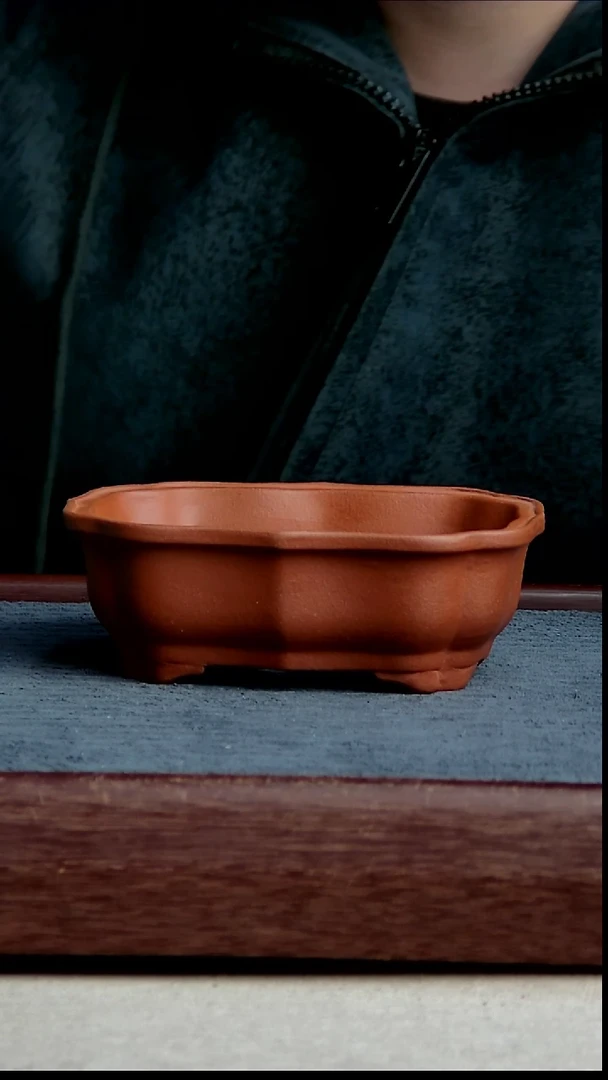 紫砂花盆13.5*9.5*4内径紫砂花盆