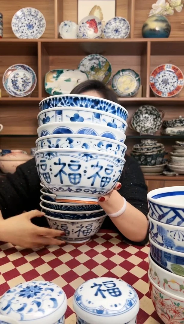 【闪购商品】瓷片蓝凛堂16.5cm大汤碗 5只装混搭