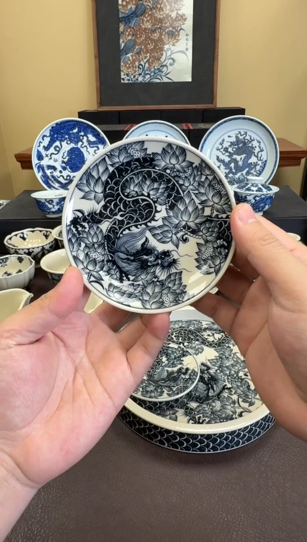 二号釉穿花龙纹杯垫