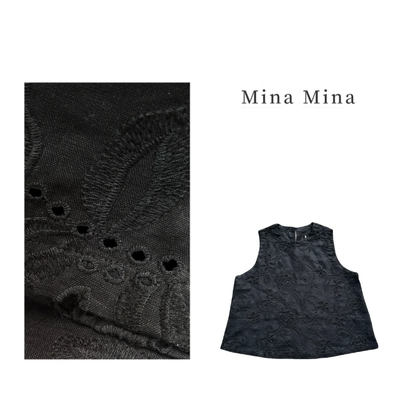 【繁花似锦】 Mina2025夏季新款 法式简约百搭宽松刺绣重工背心上衣