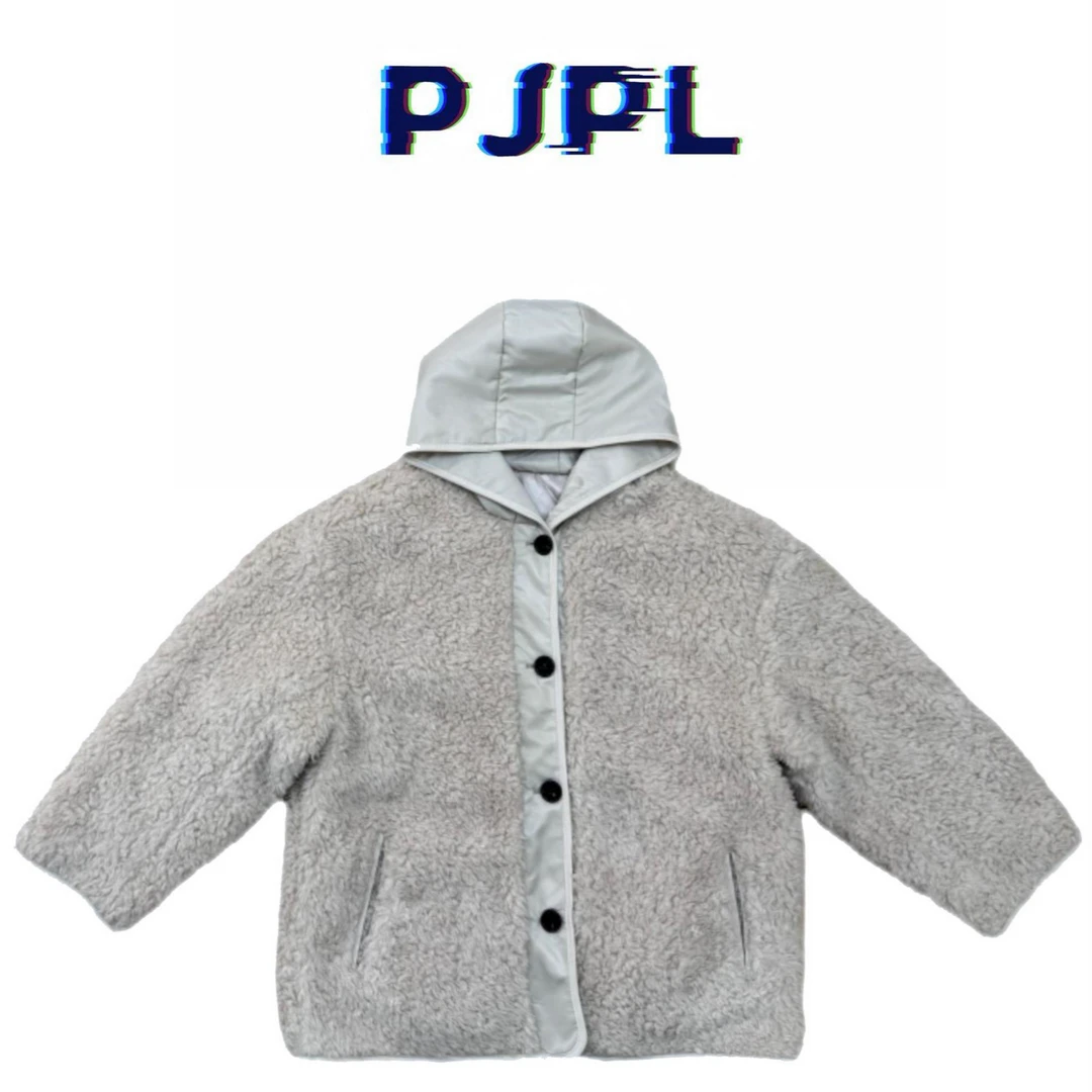 PJPL【9108】韩版宽松环保毛绒加棉慵懒连帽棉服外套