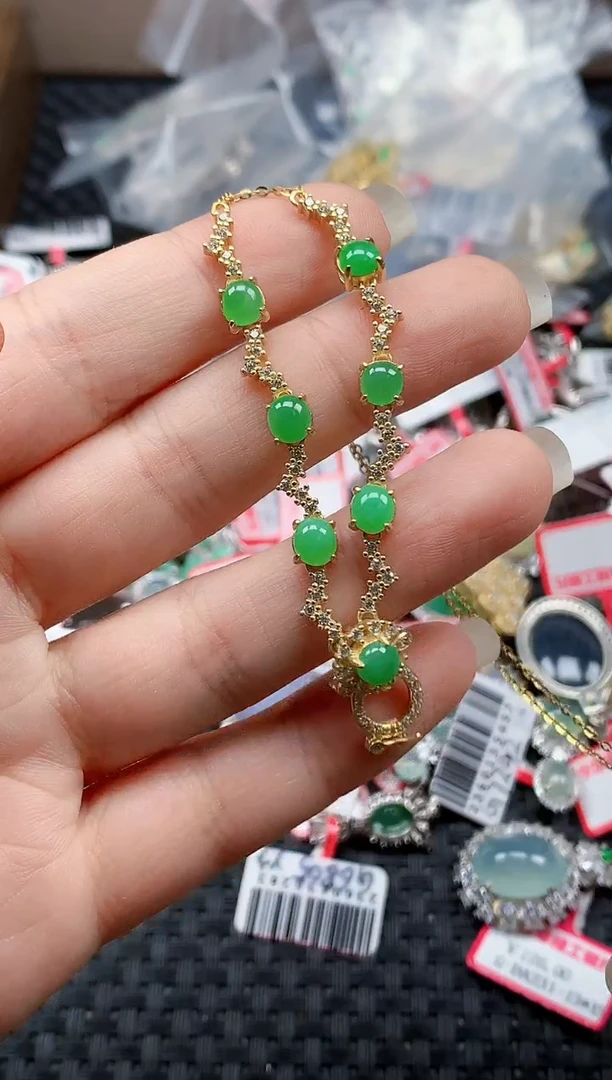 银S925镶嵌戒指翡翠天然A货缅甸翡翠