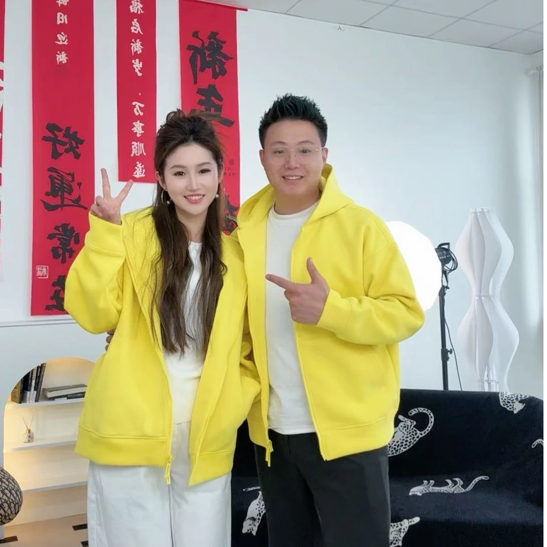 1000克重磅连帽双拉头美式潮牌休闲开衫秋冬男女同款卫衣外套