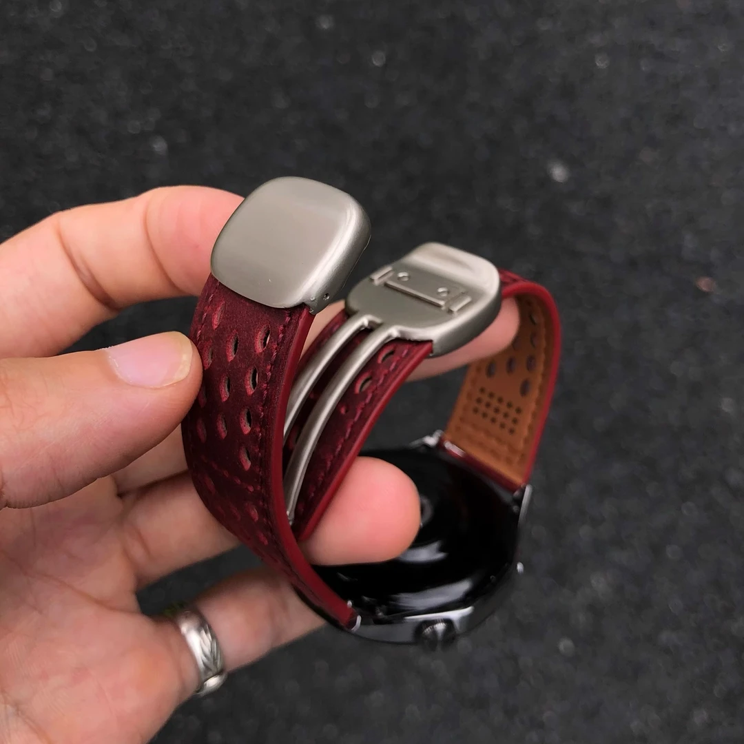 卡客风暴 新款圆滑磁吸扣适用华为GT4表带GT5pro小米s4疯马皮oppo