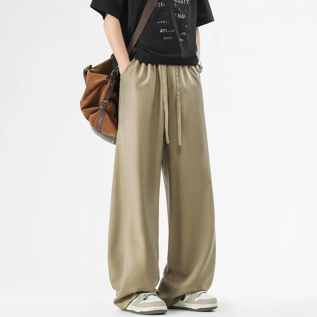 美式凉感cleanfit冰丝裤子夏季薄款宽松潮流阔腿男生直筒休闲长裤