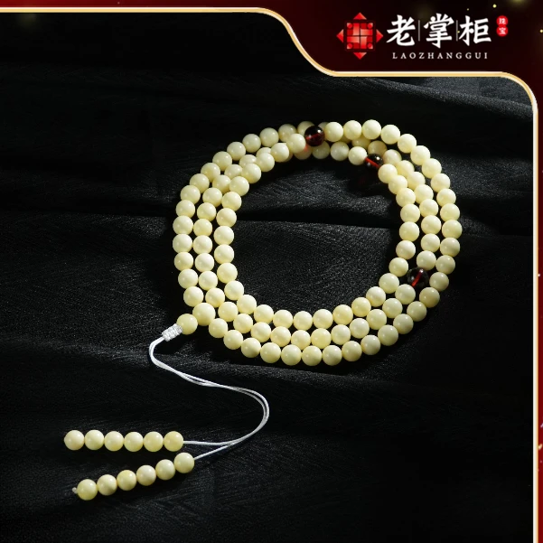 【老掌柜】白花蜜蜡项链8mm  AEF090603