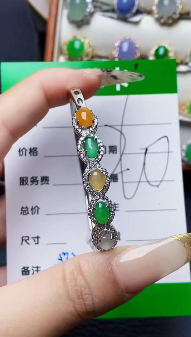 银S925镶嵌戒指翡翠5613