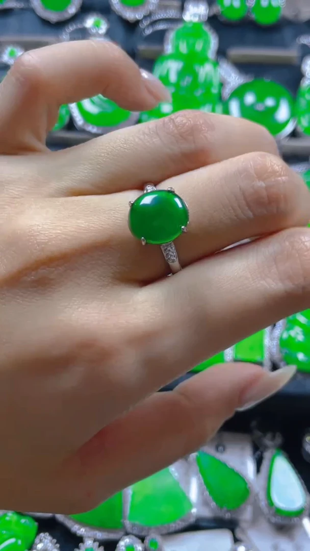 银S925镶嵌戒指翡翠11