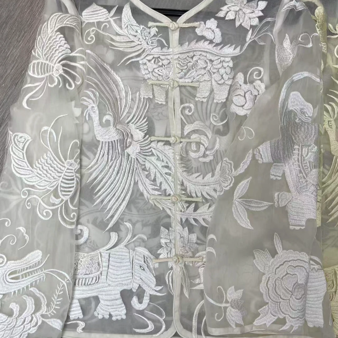 （吉象）常规夏季真丝刺绣单排多扣薄款原创设计常规袖外套