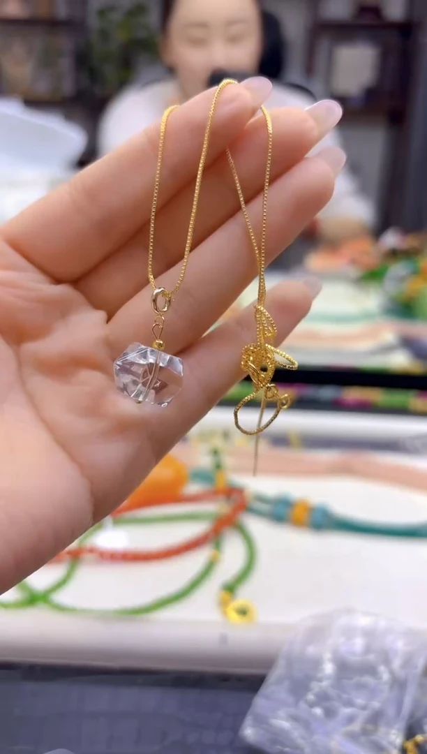 吊坠(赠链)14K金镶嵌水晶DIY款D320