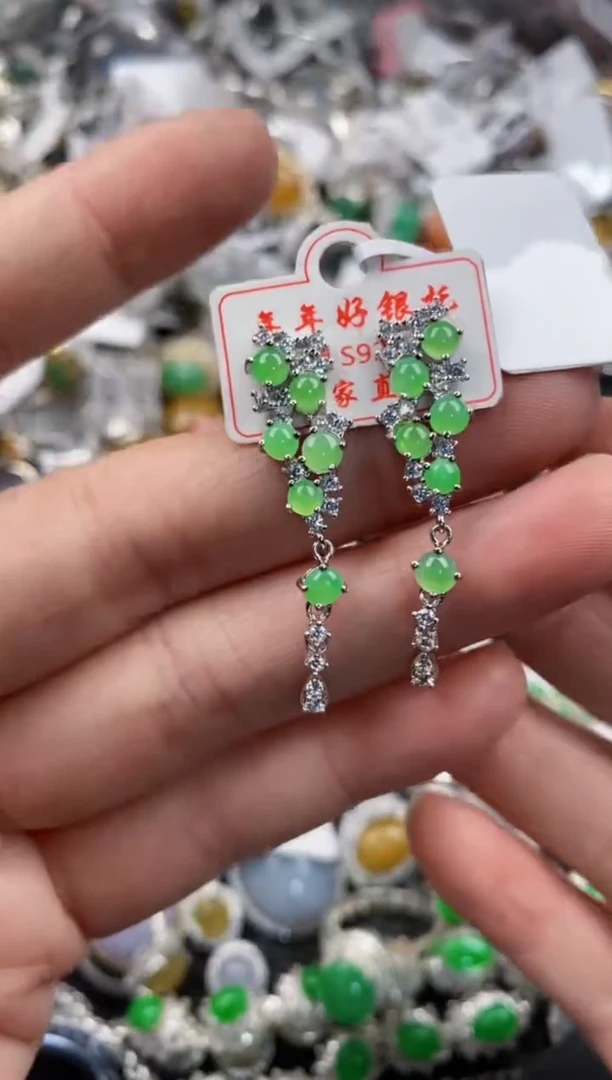 银S925镶嵌戒指翡翠10                    7