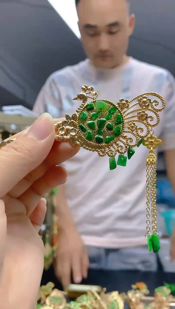 翡翠合金耳饰0223翡翠发簪