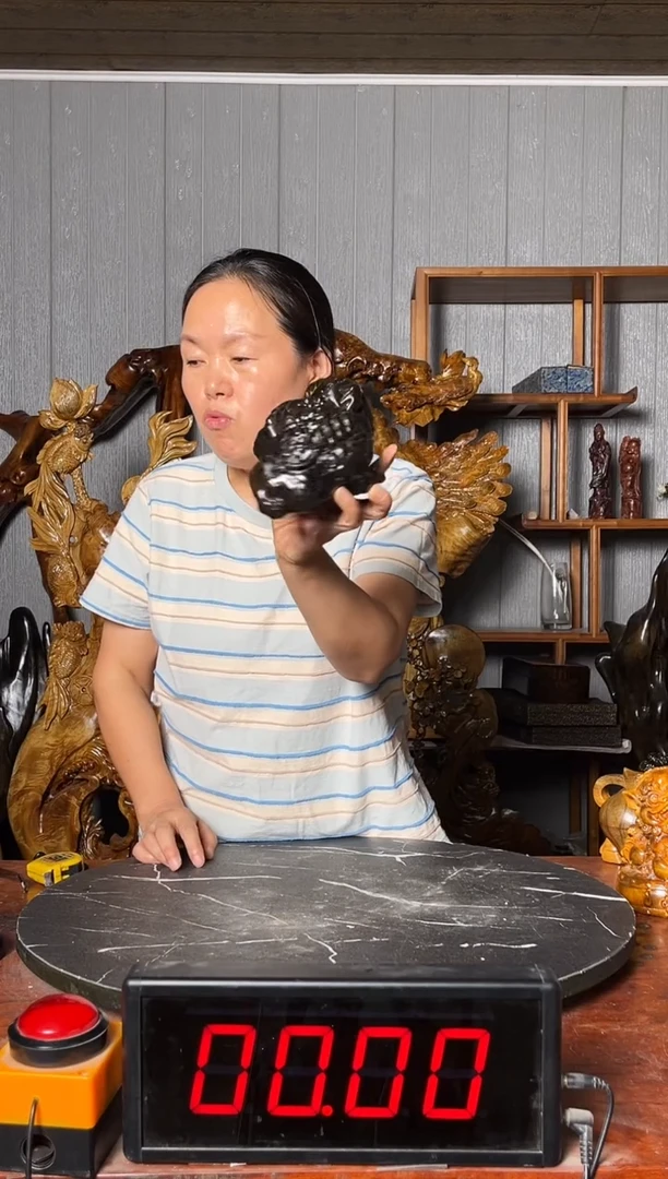 金丝楠猫***晏阴沉木金蟾摆件
