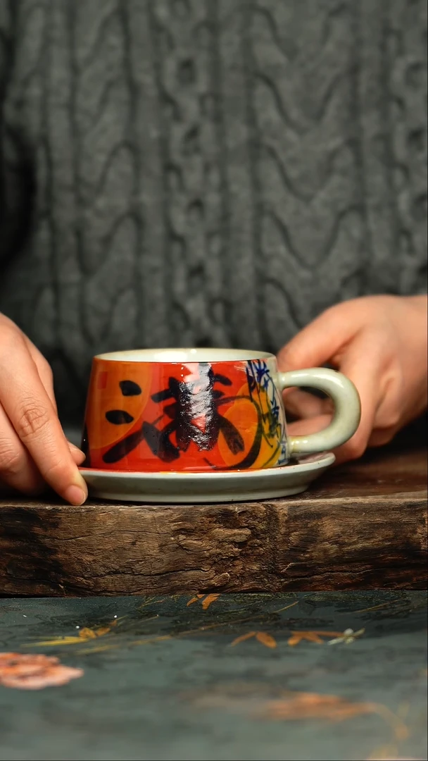 【闪购商品】杯杯釉下彩手工手绘同款陶器