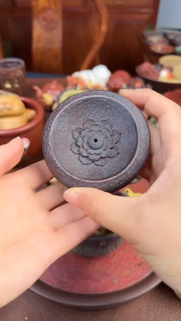 紫砂茶宠石纹香插