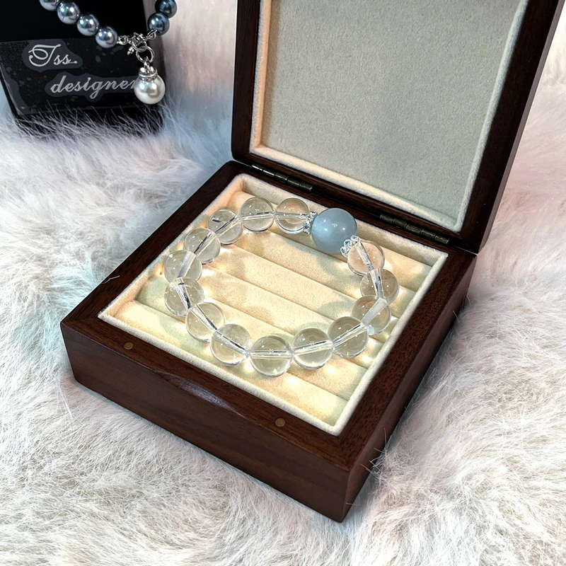 天然白水晶手链手串透体女