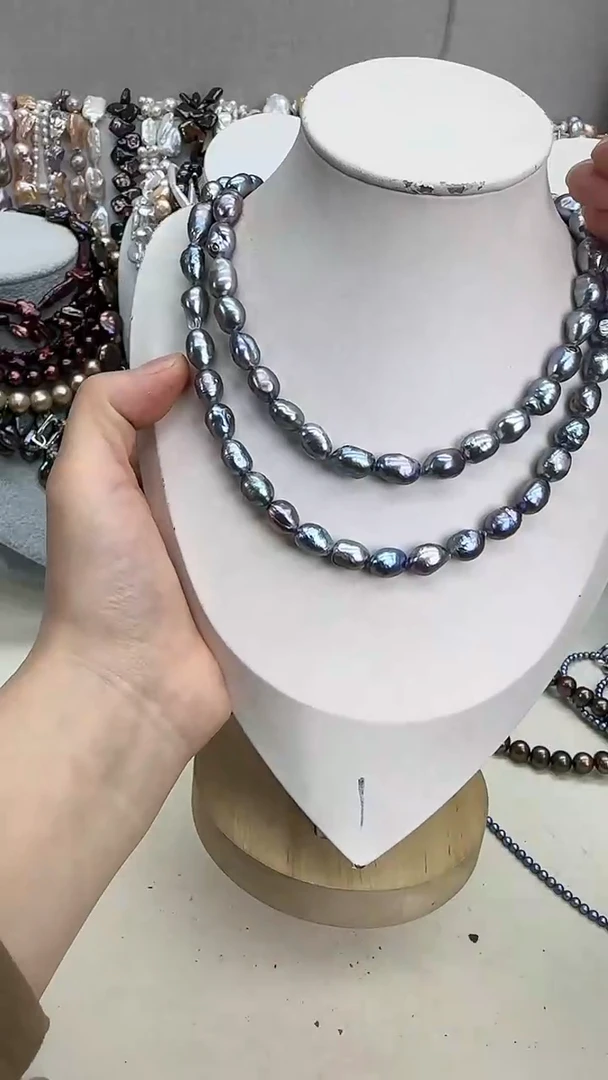 颈饰银S925镀金镶嵌淡水珍珠1