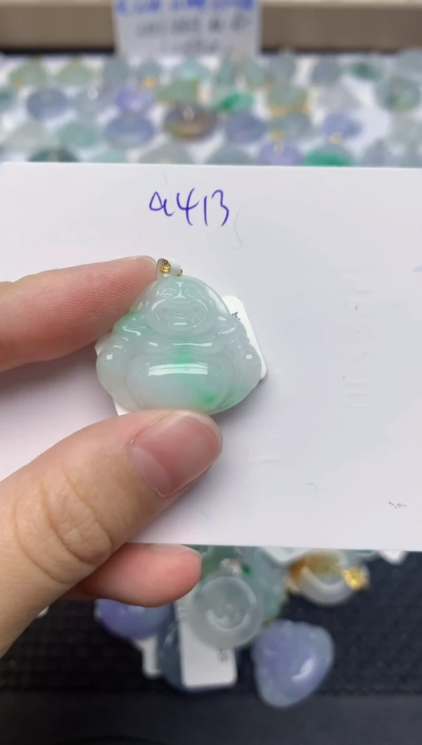 翡翠18K金镶嵌颈饰天然缅甸A货翡翠