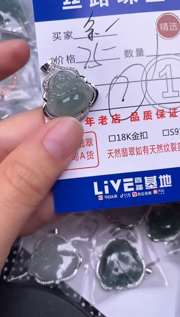 颈饰银S925镶嵌翡翠Y*余挂件