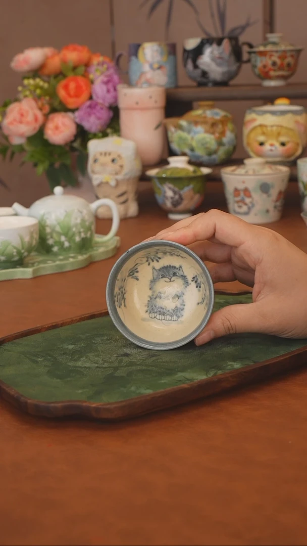 么*答小雾垂露 开心猫猫普洱杯