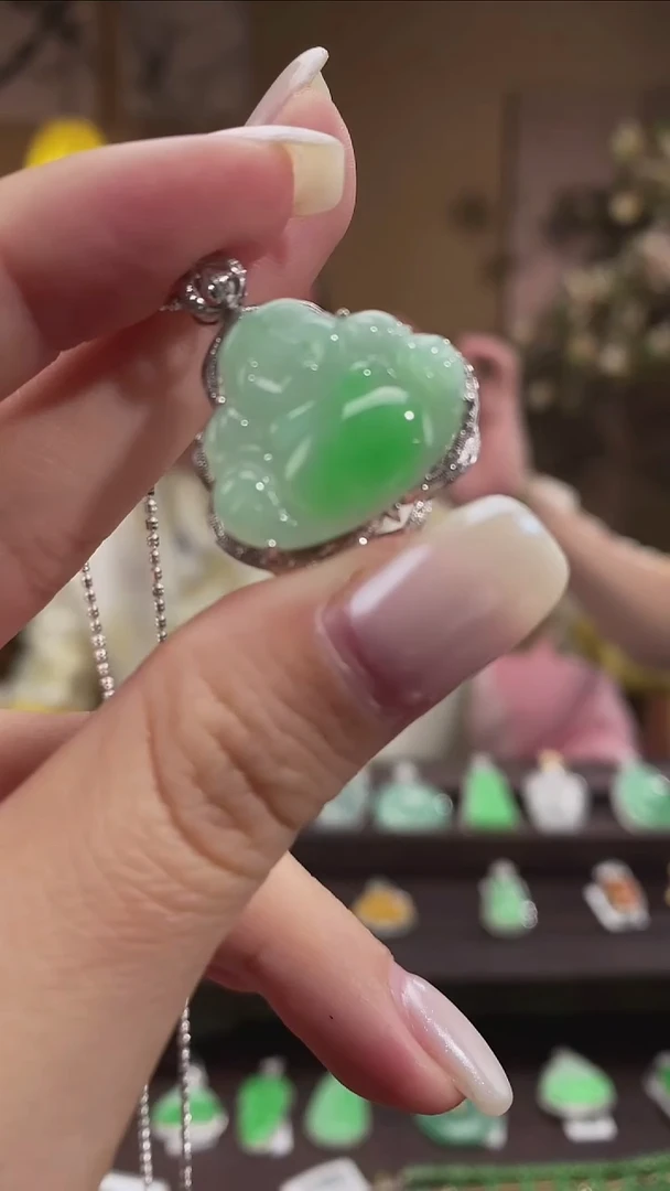 吊坠(不含链)18K金镶嵌翡翠佛公