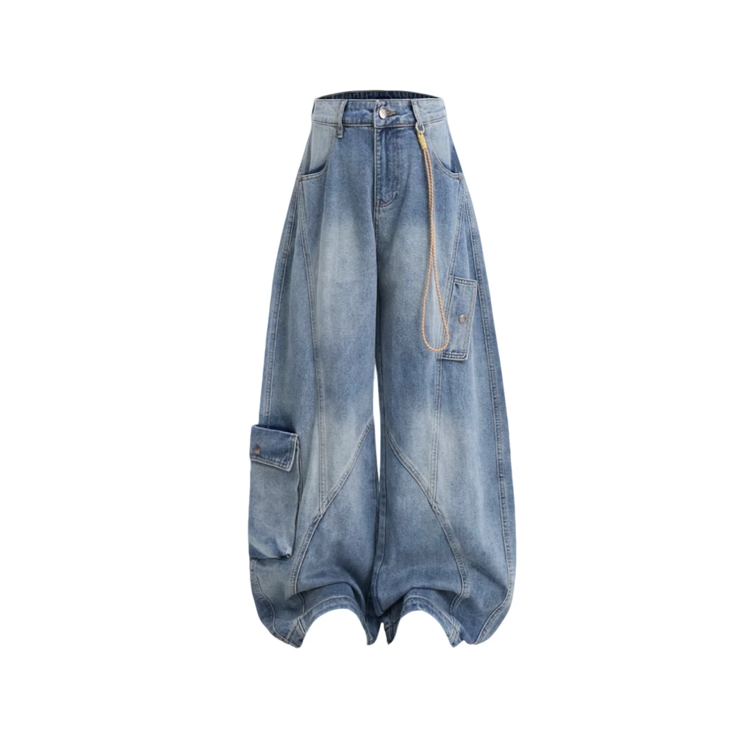 美式弯刀裤高级感痞帅裤子水洗休闲潮牌中性风穿搭工装牛仔裤男女