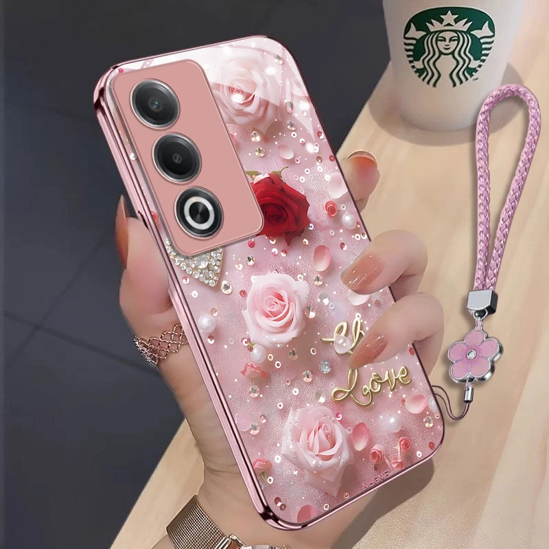 星钻玫瑰OPPOA3活力版手机壳PKD110金属漆轻奢全包防摔耐脏玻璃壳