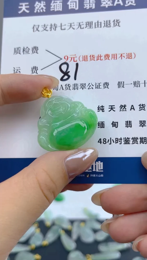 颈饰18K金镶嵌翡翠天然A货翡翠