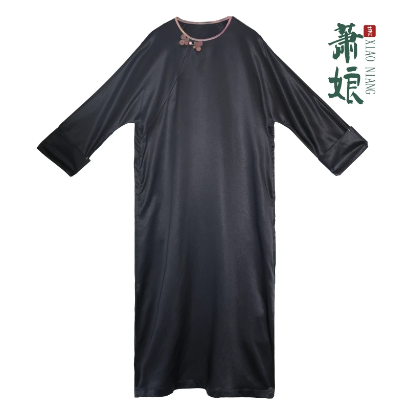 【粉丝专享】重缎香云纱连衣裙桑蚕丝新中式宽松气质国风女裙2423
