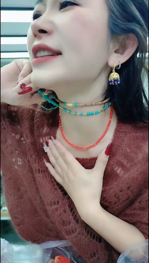 【闪购商品】尖晶石颈饰合金0502亮红色项链