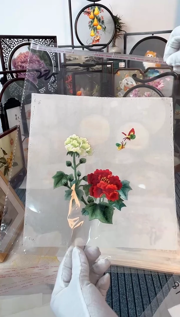 织绣纯手工苏绣双面绣绣布225