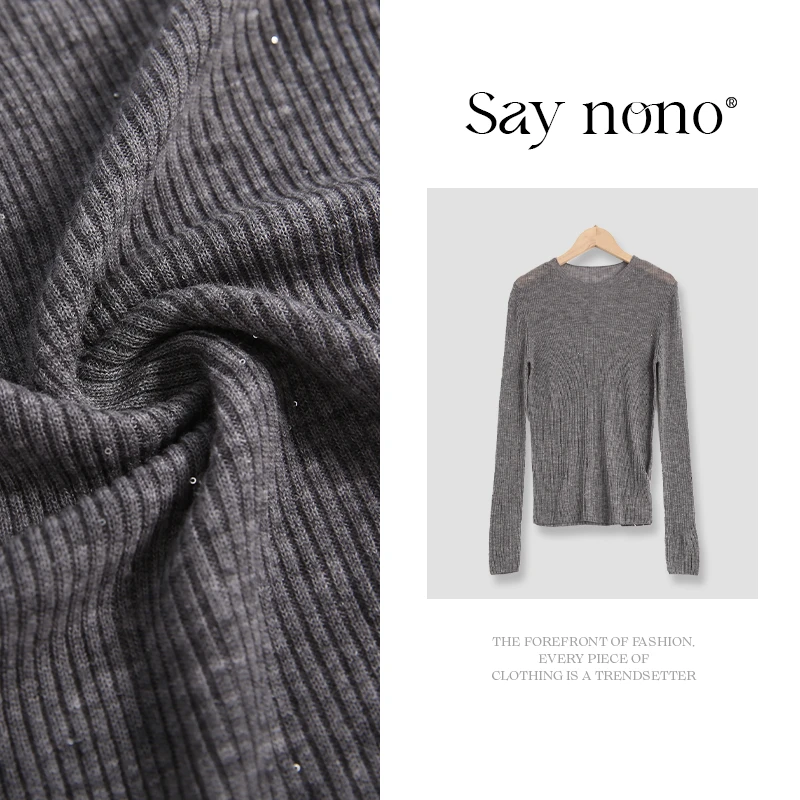 Saynono【懒猫nono】200支细双股水溶羊毛珠片低圆领长袖/SZ202501