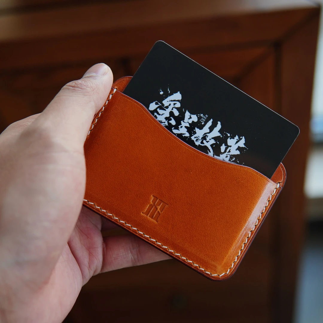 玺呈枝蓝手工牛皮卡包