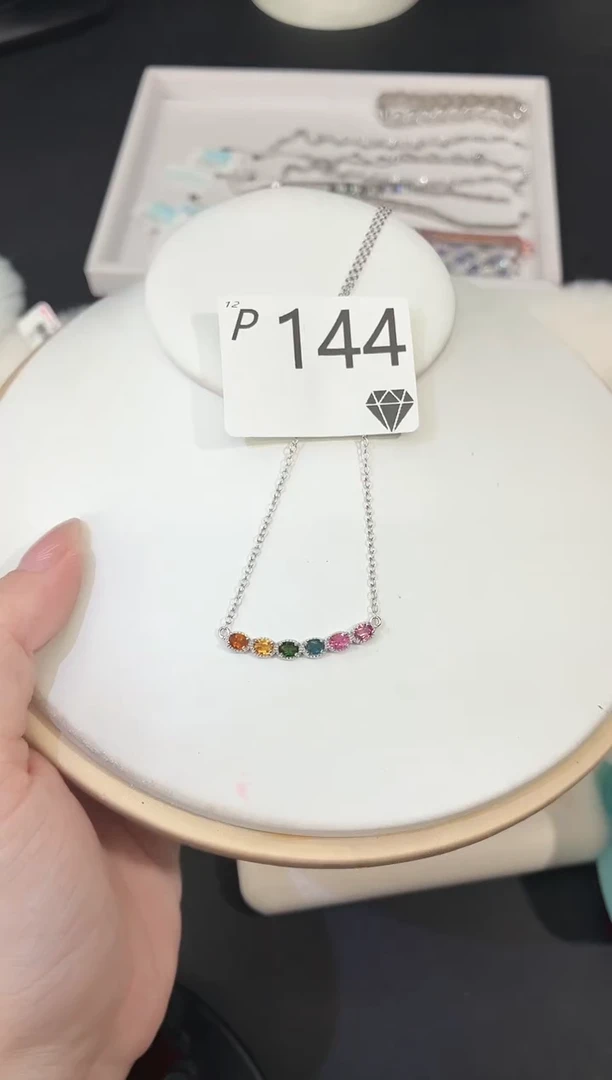 银S925镶嵌项链碧玺多样性发一P144