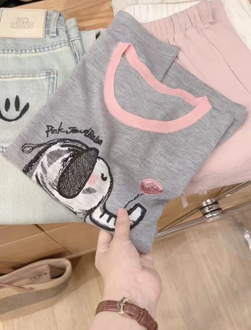 七言家 巨好看！洋气灰珠片气球小象撞色小飞袖8