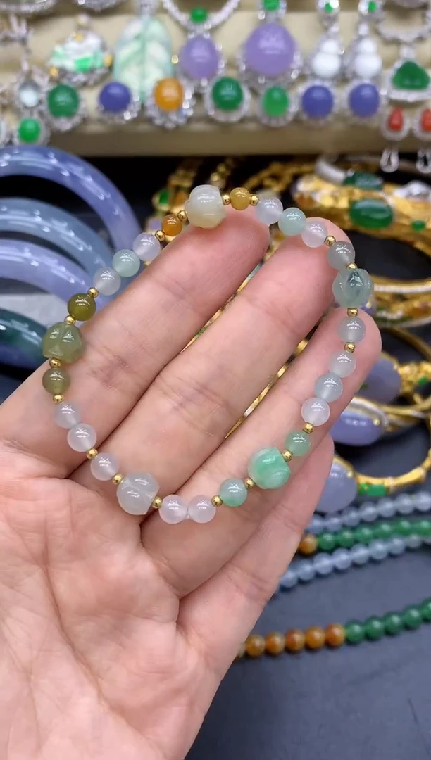 18K金镶嵌手链翡翠344-中国好珍宝