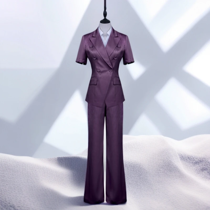 轻奢风时尚套装套装西装夏季轻职风高档风阔腿