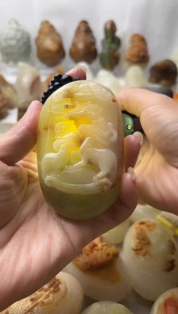 石材方解石棉纹正常不退换三羊开泰