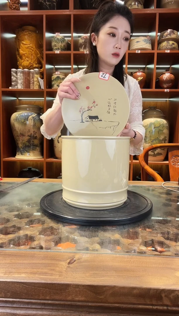 罐云南建水紫陶七饼白泥缸@72
