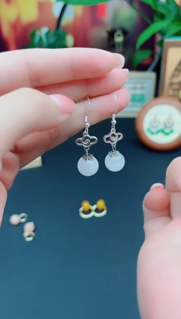 玛瑙/玉髓耳饰银S925镶嵌101000