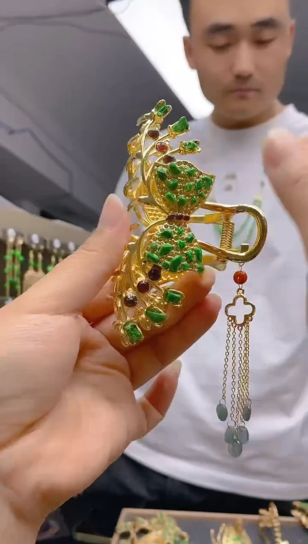 翡翠合金耳饰0239翡翠发簪