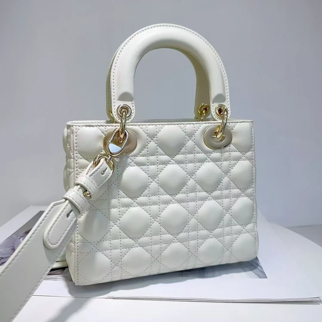 戴妃磁扣漆皮韩式千金风可折叠单肩包菱格时尚斜跨轻奢