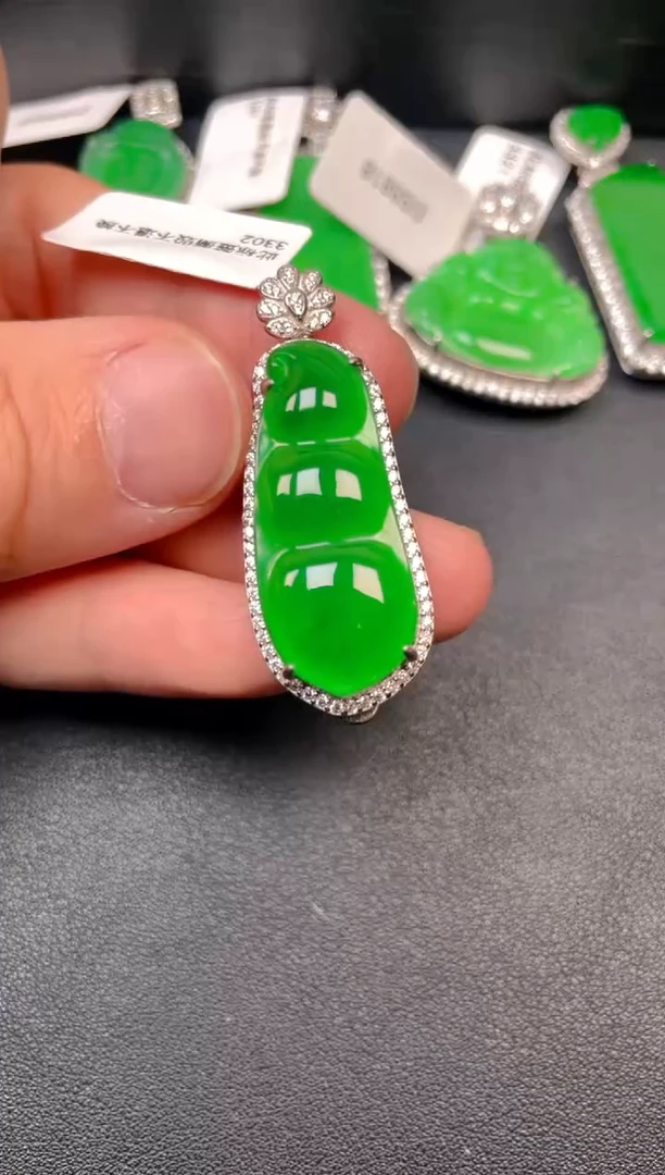 吊坠(不含链)银S925镶嵌翡翠吊坠