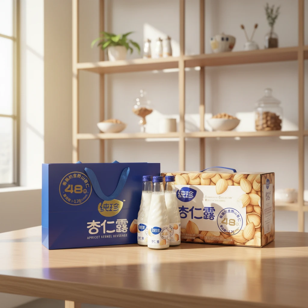 纯珍1.2玻璃瓶杏仁露245ml*12瓶  好原料珍品质  新升级更醇香