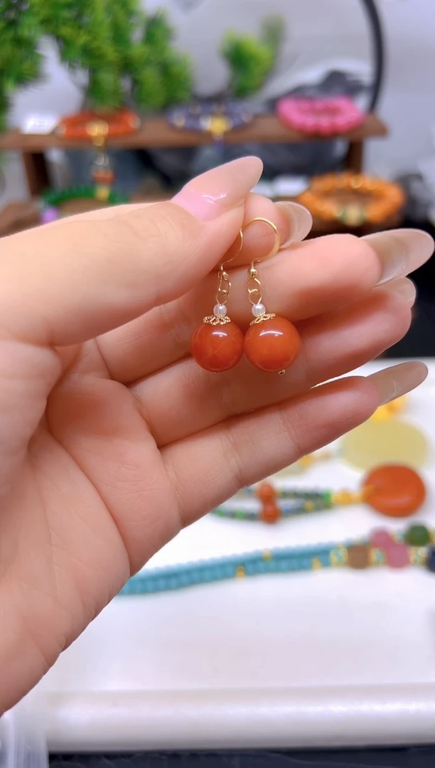 翡翠14K金镶嵌耳饰E827