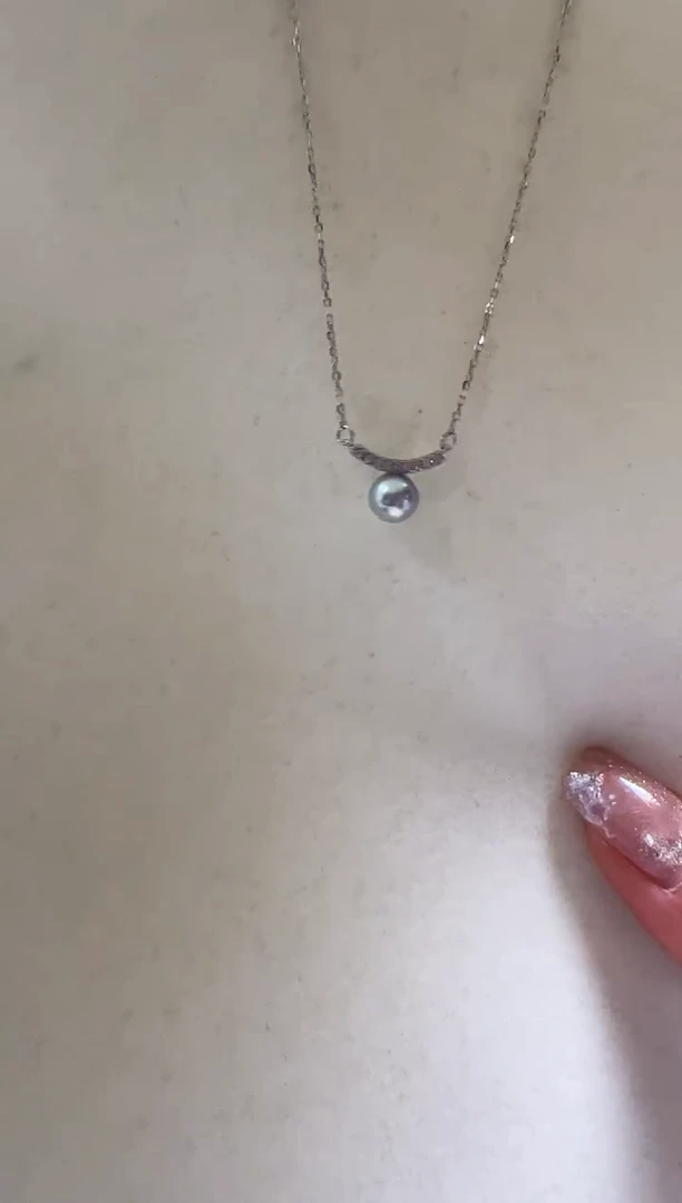 银S925镶嵌海水珍珠DA 灰珠套链 6-7 xp318